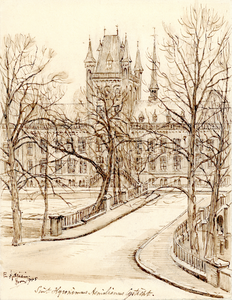 35575 Gezicht op de voorgevel van het St. Hieronymushuis (Maliesingel 77) te Utrecht, uit het westen, met op de ...